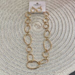 VENUS Gold Open Oval Link Necklace and Earrings